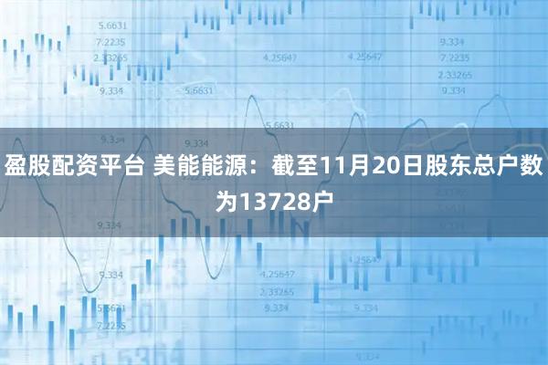 盈股配资平台 美能能源：截至11月20日股东总户数为13728户